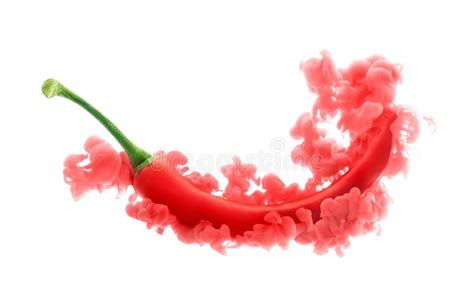 Red Chili Pepper On Ink Isolated Stock Photo Image Of White Abstract