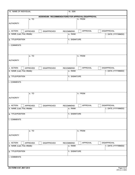 Da Form 4187 Fill Out Printable PDF Forms Online
