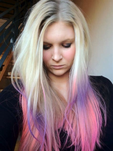 Pink And Purple Dip Dyed Hair Dip Dye Hair Unnatural