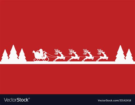 Santa Sleigh Reindeer Red Silhouette Royalty Free Vector