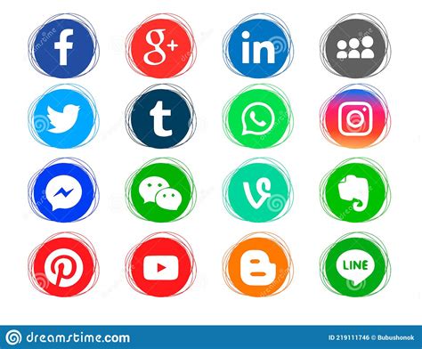 Collection Of Popular Social Media Icons On A White Background