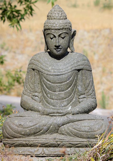 Sold Stone Meditating Buddha Statue Zen Garden Sculpture Outdoor Home
