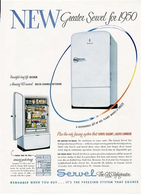 These older units weighed as. SERVEL Gas Refrigerator 1950 Ad Silent Freezing System ...