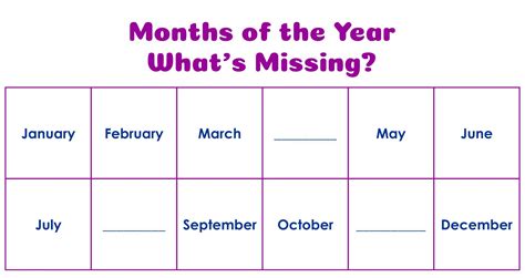 Free Printable Months Of The Year Worksheets For Kindergarten Preschool