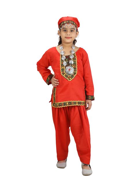 Kashmiri Traditional Dress For Girl Red And White Suit