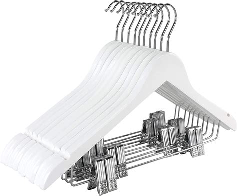 Buy Topia Hanger Wooden Suit Hangers With Adjustable Metal Clips 10