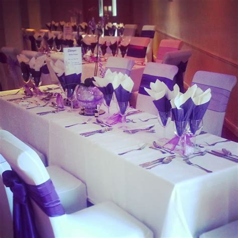 In most cases, all you have to do is get creative, and all will turn out perfectly. Purple Themed Wedding Table Set Up at Croyde Bay | Head ...