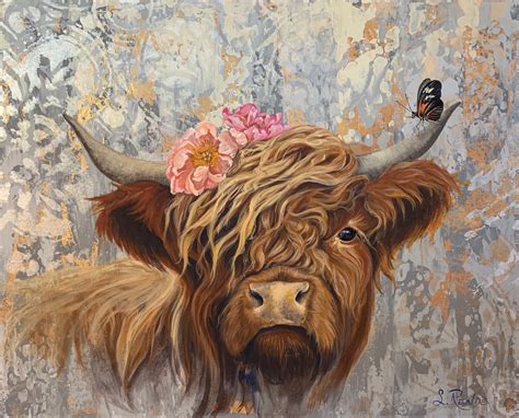 Highland Hippie Cow Painting Giclee Art Print Etsy