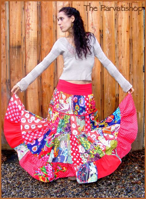 Jupe Gitane Boheme Patchwork Hippie Boho Maxi Skirt Dress Upcycled