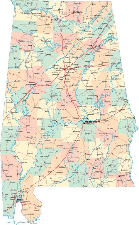 Alabama County Map With Roads Winna Kamillah