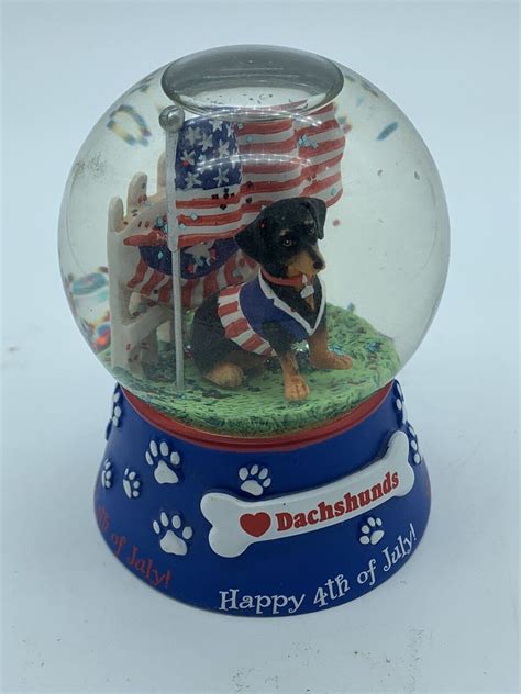 Willabee And Ward Happy 4th Of July Snow Globe Dome Dachshunds 3 12