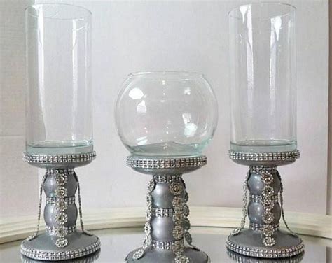 Beautiful 3 Piece Set Turquoise With Diamond Bling Candle Etsy Dollar