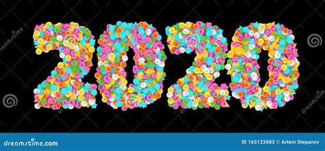 2020 Vector Multicolored Numbers Made Of Colorful Confetti Stock Vector