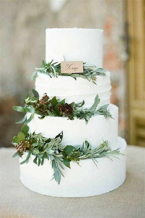 Rustic Greenery Four Tiered Wedding Cake Winter Wedding Pinecones