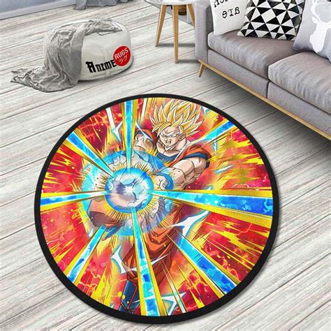 Goku Ssj Skill Round Rug Custom Dragon Ball Anime Circle Carpet In 2022