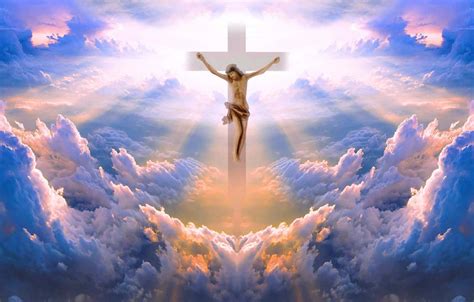 Download Holy Jesus In Heaven Pierced In The Cross Wallpaper