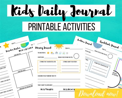 Kids Daily Journal Printable Kids Activity Downloads Etsy Australia