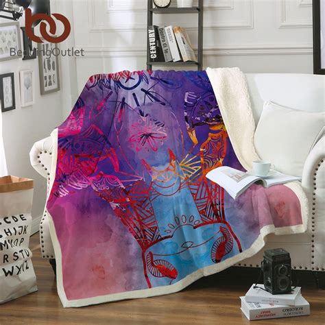 Beddingoutlet Watercolor Bull Throw Blanket Colorful Cow Bedspread Red