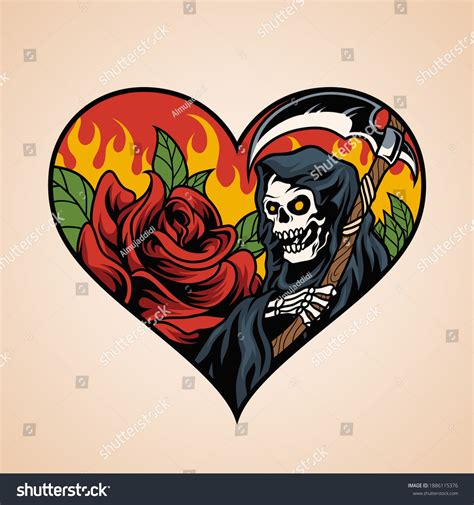 Grim Reaper Love Vector Illustration Stock Vector Royalty Free