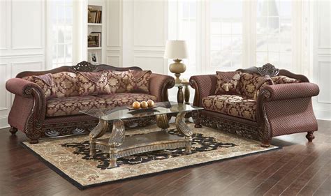 Myco Furniture Adalene Classic Burgundy Velvet Fabric Living Room Sofa