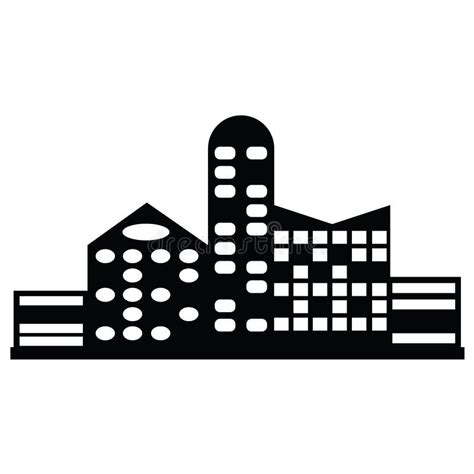 Vector Black City Icons Set Stock Vector Illustration Of Downtown