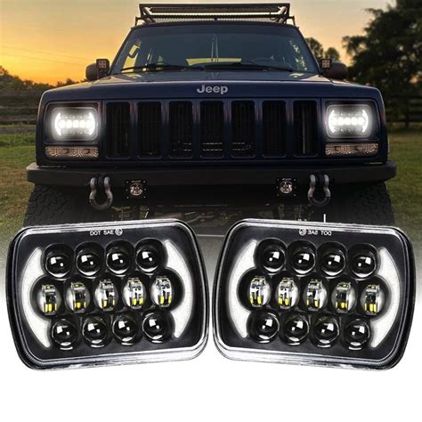 Doxmall 1pair 5×7 Led Headlight For Jeep Wrangler Yj And Jeep Cherokee