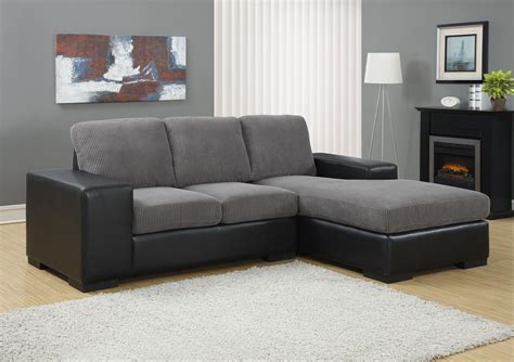 Charcoal Gray Corduroyblack Sofa Sectional From Monarch 8200gb