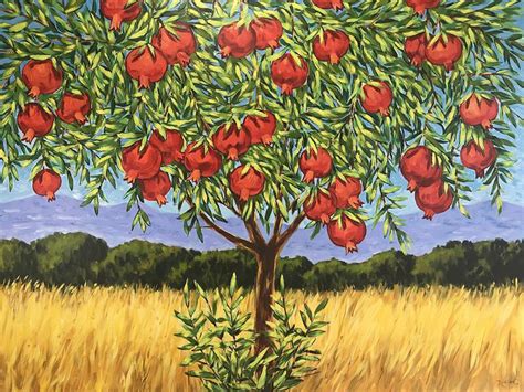 Pomegranate Tree Painting By Irina Redine Saatchi Art