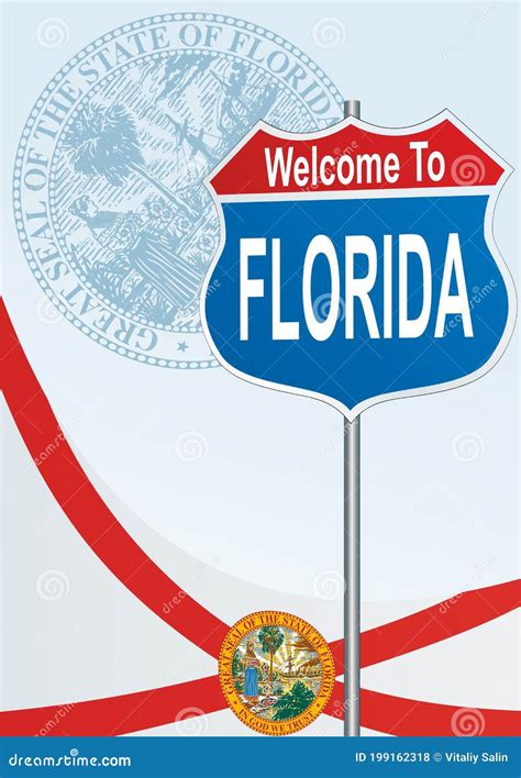 Road Sign Welcome To Florida Stock Vector Illustration Of White
