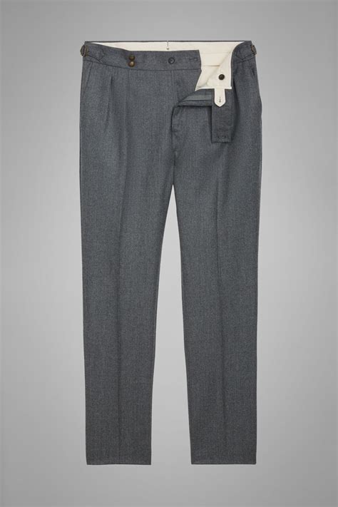 Slim Fit Wool Flannel Trousers With Adjusters Man Boggi Milano