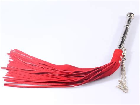 Buy Red Real Leather Whip With Stainless Steel Anal