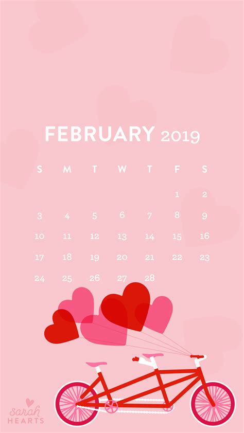 February 2019 Tandem Bike Calendar Wallpaper - Sarah Hearts These free february calendars are.pdf files that download and print on almost any printer.