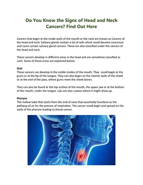 Do You Know The Signs And Symptoms Of Head And Neck Cancers By