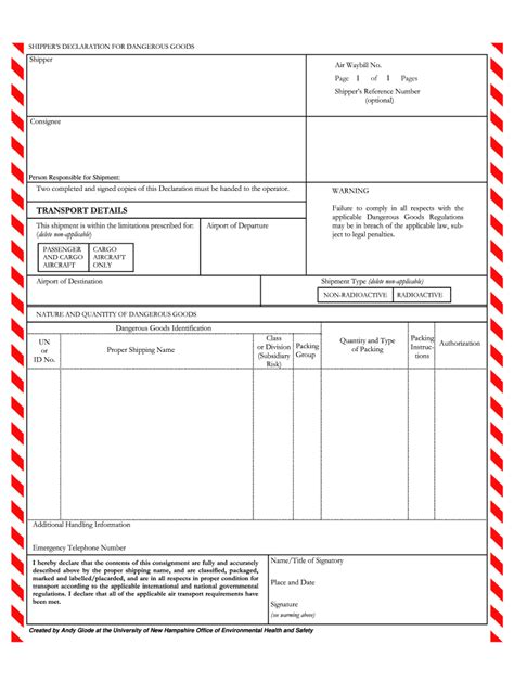 Dg Declaration Form Fillable Printable Forms Free Online