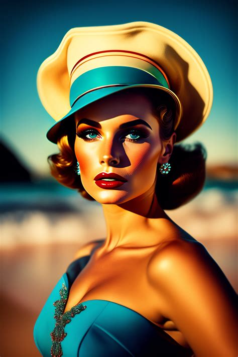 Lexica A 1950s Pin Up Girl Style Beautiful Super Model Face