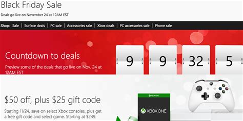 Microsoft Black Friday 2016 Ad Xbox One Bundles 50 Off 25 Gc Xbox