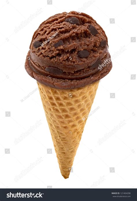 Chocolate Chips Ice Cream Cone Stock Photo 121404208