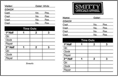 Smitty Football Referee Game Data Cards