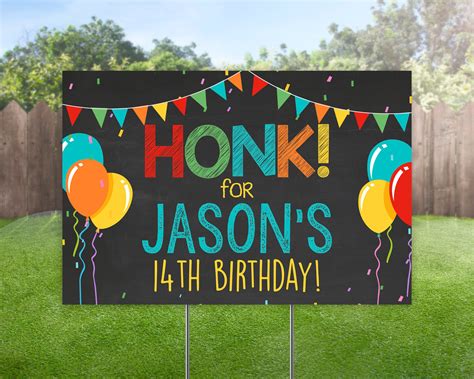 Happy Birthday Yard Sign Honk Birthday Lawn Sign Colorful Etsy