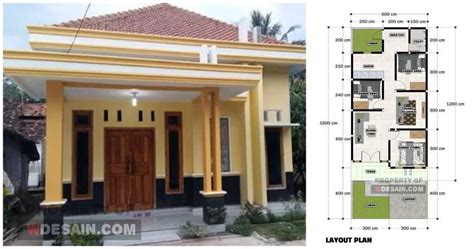 Desain Rumah Ukuran 5x12 1 Lantai 3 Kamar