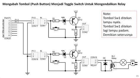Toggle Switch Dari Push Button Biasa Untuk Mengendalikan Output Relay