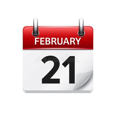 February 21 Vector Flat Daily Calendar Icon Date And Time Day Month