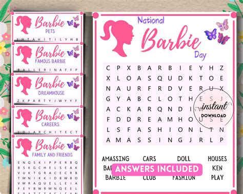 Barbie Word Search Free Printable Vlr Eng Br