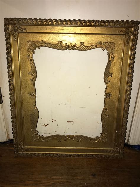 Vintage Gold Wood Shabby Frame Large Old Gilded Frame Ornate Gold