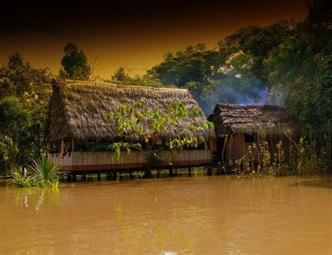 A nascente do rio amazonas está localizada no lago lauri, nos andes do peru. Native Home On The Amazon RIver | Água doce e Brasil