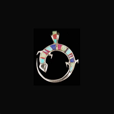 Native American Jewelry Navajo Calvin Begay Circular Lizard Pendant