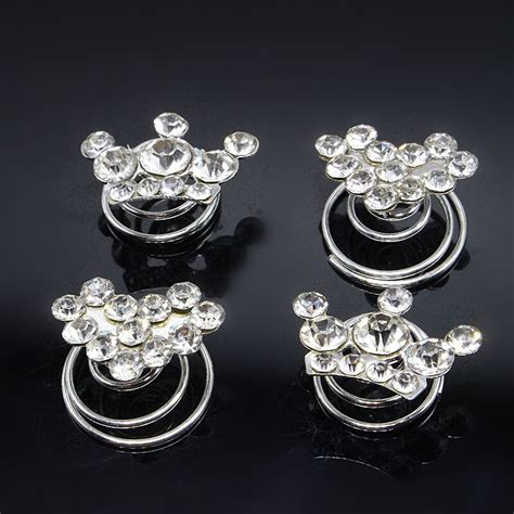 12pcs Twist Hair Spin Brides Pins Fashion Bridal Tiara Crown Heart Jewelry Wedding Crystal