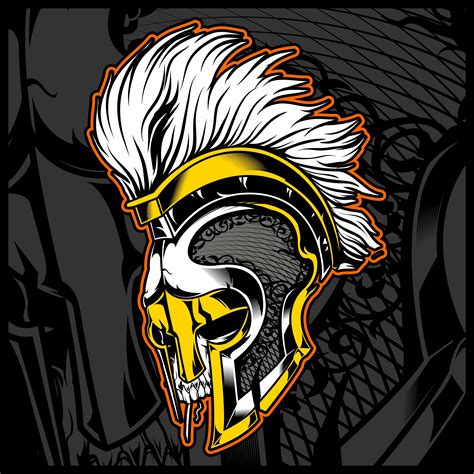 Head Skull With Helmet Gladiator Vector 540708 Vector Art At Vecteezy