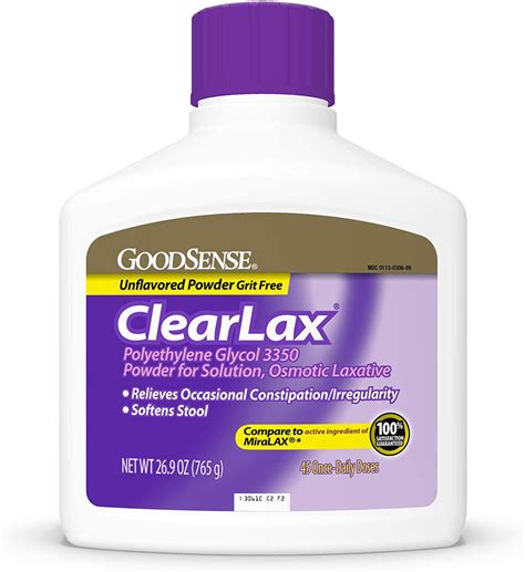GoodSense ClearLax, Polyethylene Glycol 3350 Powder for Solution