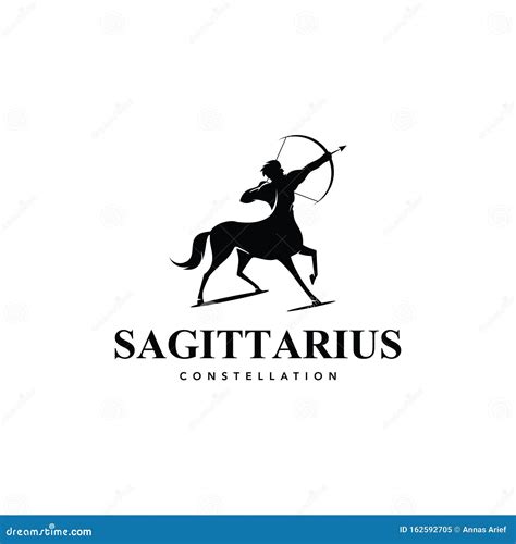 Black Simple Bold Sagittarius Or Archer Man Silhouette Stock Vector